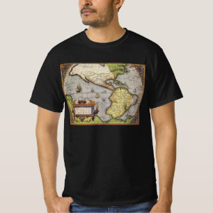 Camiseta Mapa Antiguo del Mundo Las Américas por Abraham Or