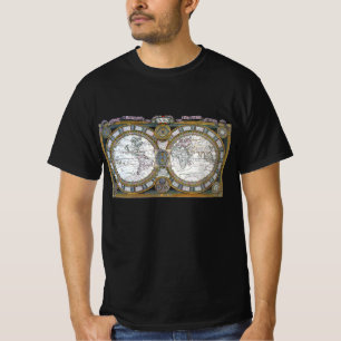 Camiseta Mapa Antiguo del Mundo por Claude Auguste Berey