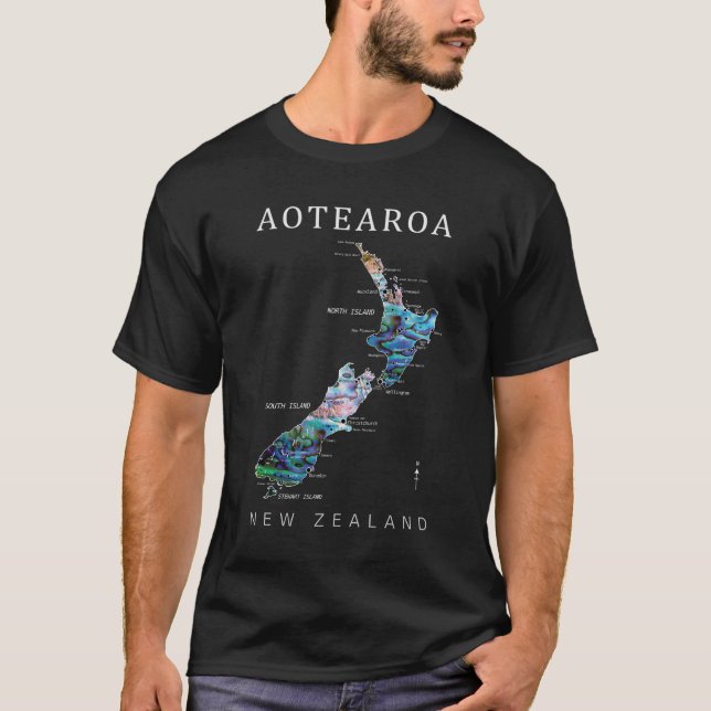 CAMISETA MAPA AOTEAROA NUEVA ZELANDIA KIWI (Anverso)