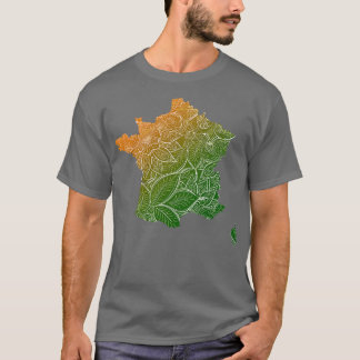 Camiseta Mapa artístico de mandala colorida de Francia con 