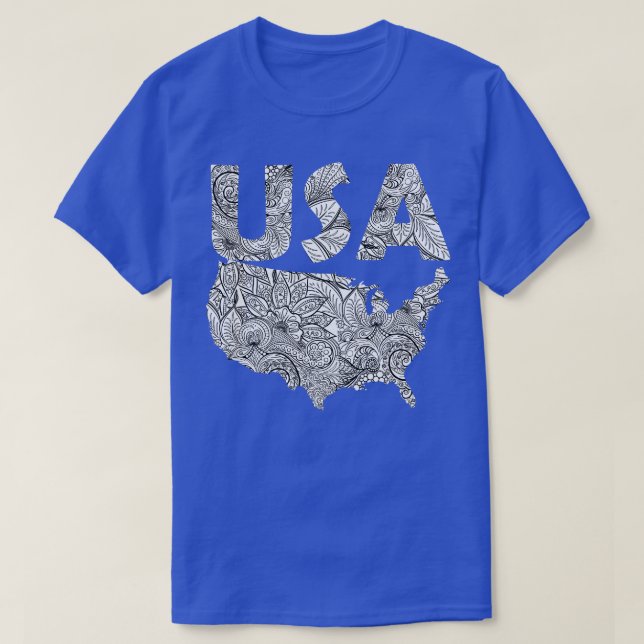 Camiseta Mapa artístico de Mandala de los Estados Unidos de (Diseño del anverso)