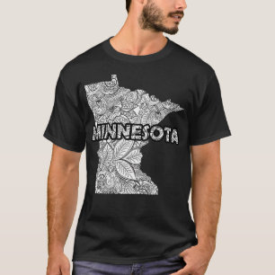 Camiseta Mapa artístico de Mandala en Minnesota con texto e