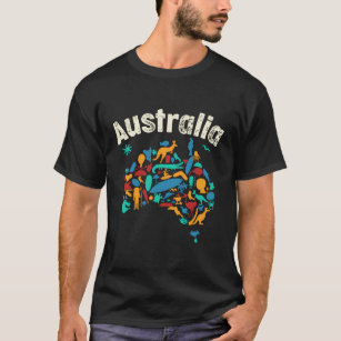 Camiseta Mapa australiano de animales del Día de Australia