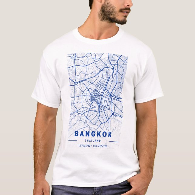 Camiseta Mapa azul de Bangkok (Anverso)