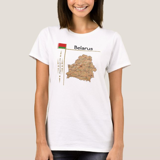 Camiseta Mapa + Bandera + Título de Bielorrusia (Anverso)