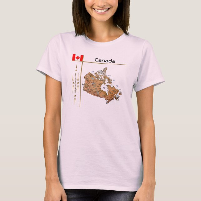 Camiseta Mapa + Bandera + Título de Canadá (Anverso)