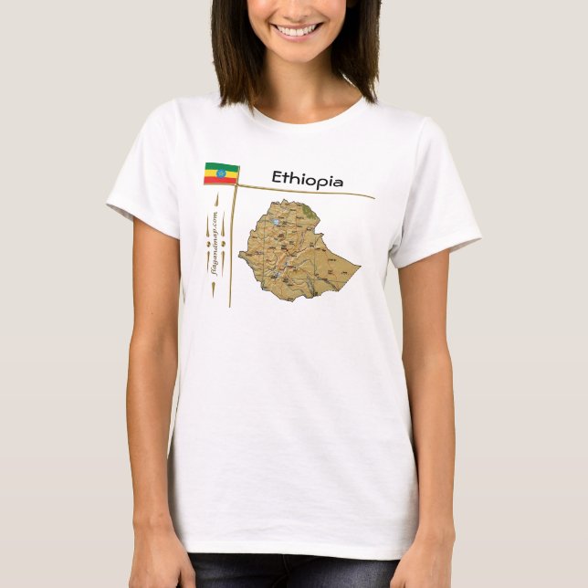 Camiseta Mapa + Bandera + Título de Etiopía (Anverso)