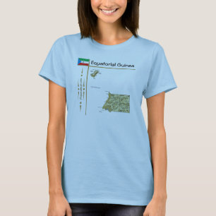 Camiseta Mapa + Bandera + Título de Guinea Ecuator