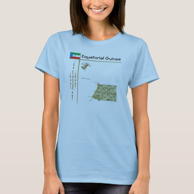 Camiseta Mapa + Bandera + Título de Guinea Ecuator (Anverso)