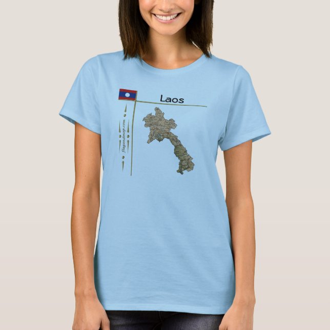 Camiseta Mapa + Bandera + Título de Laos (Anverso)