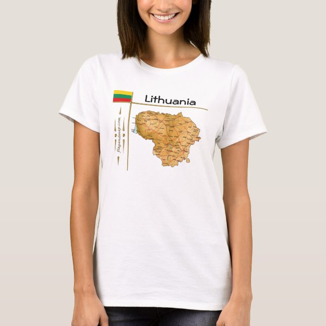 Camiseta Mapa + Bandera + Título de Lituania (Anverso)