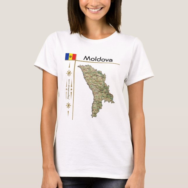 Camiseta Mapa + Bandera + Título de Moldavia (Anverso)