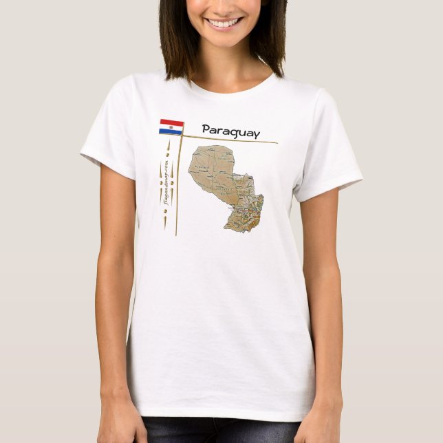 Camiseta Mapa + Bandera + Título de Paraguay (Anverso)