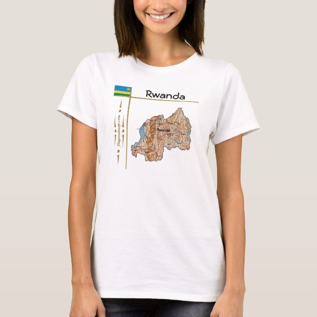 Camiseta Mapa + Bandera + Título de Ruanda (Anverso)
