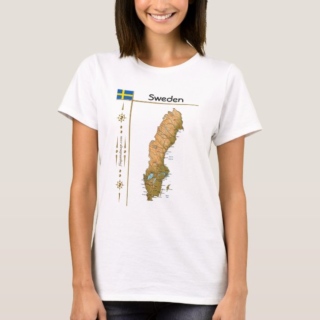 Camiseta Mapa + Bandera + Título de Suecia (Anverso)