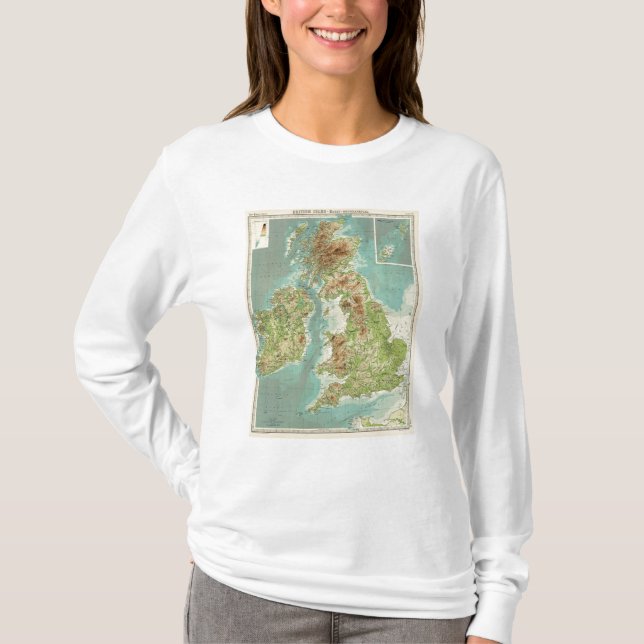 Camiseta Mapa bathyorographical de las islas británicas (Anverso)