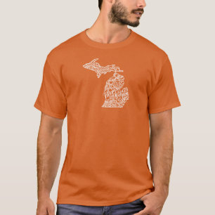 Camiseta Mapa Blanco Y Negro De Michigan