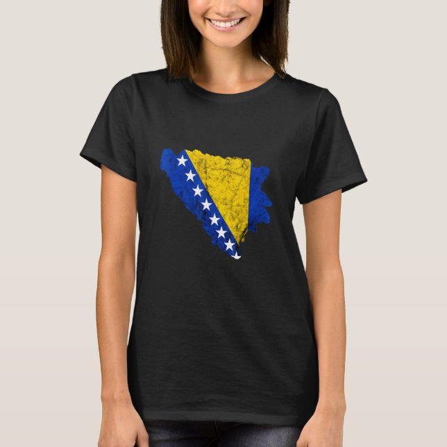 Camiseta Mapa Bosnia Herzegovins Viaje de Bosnia Bandera Bo (Anverso)