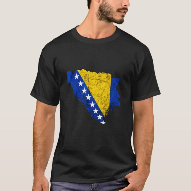 Camiseta Mapa Bosnia Herzegovins Viaje de Bosnia Bandera Bo (Anverso)