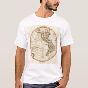 Camiseta Mapa circular del hemisferio occidental