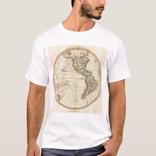 Camiseta Mapa circular del hemisferio occidental (Anverso)