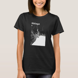 Camiseta Mapa Clásico Gráfico de la Ciudad de Málaga España