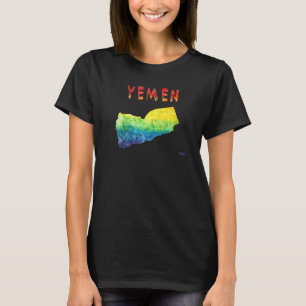 Camiseta Mapa Colorido Aislado de Yemen en Acuarela Colorid