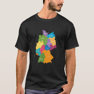 Camiseta Mapa Colorido Alemania Países Continente Geografía