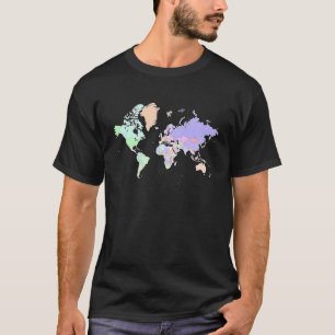 Camiseta Mapa colorido de los países del mundo internaciona