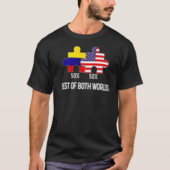 Camiseta Mapa combinado de la mitad de la bandera colombian (Anverso)