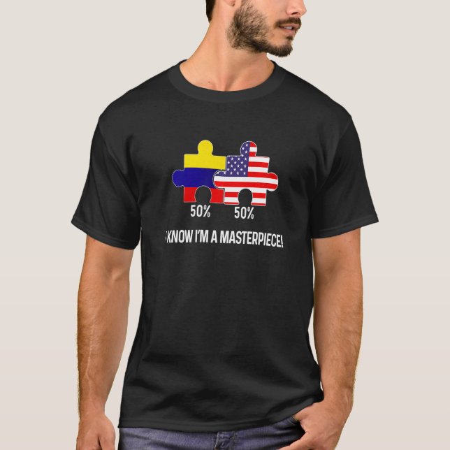 Camiseta Mapa combinado de la mitad de la bandera colombian (Anverso)