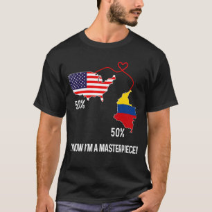 Camiseta Mapa combinado de la mitad de la bandera colombian