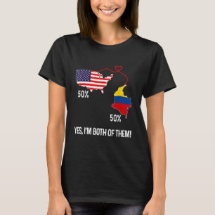 Camiseta Mapa combinado de la mitad de la bandera colombian
