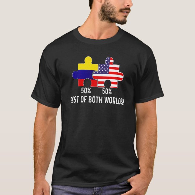 Camiseta Mapa combinado de la mitad de la bandera colombian (Anverso)