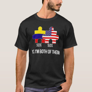 Camiseta Mapa combinado de la mitad de la bandera colombian