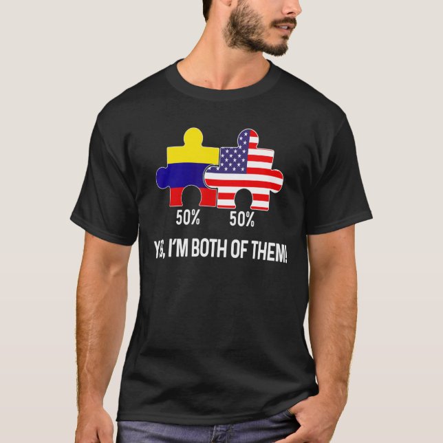 Camiseta Mapa combinado de la mitad de la bandera colombian (Anverso)