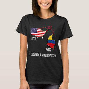 Camiseta Mapa combinado de la mitad de la bandera colombian