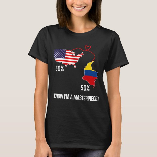 Camiseta Mapa combinado de la mitad de la bandera colombian (Anverso)