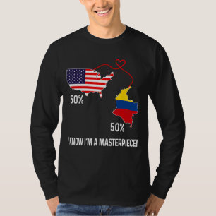Camiseta Mapa combinado de la mitad de la bandera colombian