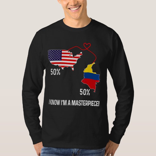 Camiseta Mapa combinado de la mitad de la bandera colombian (Anverso)