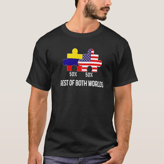 Camiseta Mapa combinado de la mitad de la bandera colombian (Anverso)