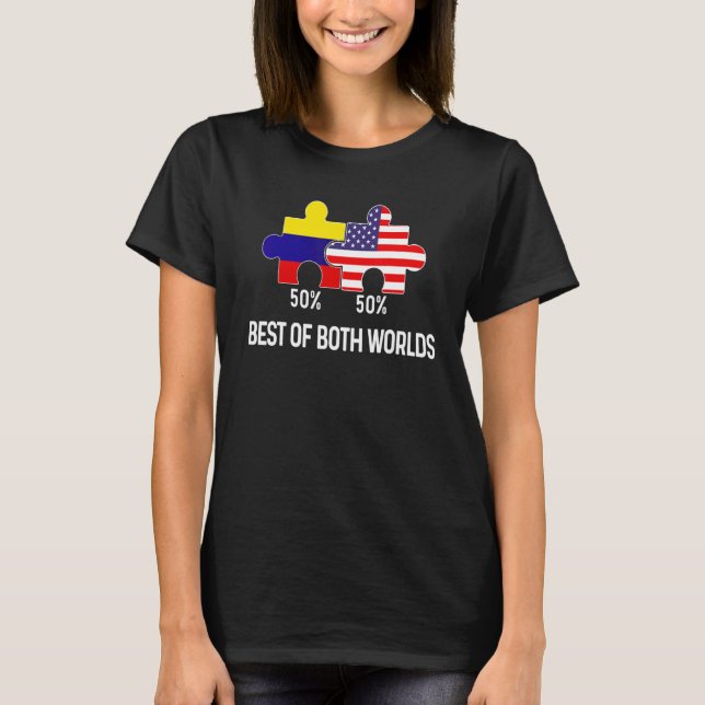 Camiseta Mapa combinado de la mitad de la bandera colombian (Anverso)