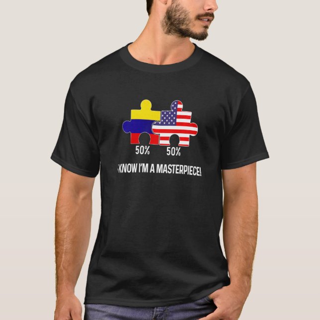 Camiseta Mapa combinado de la mitad de la bandera colombian (Anverso)