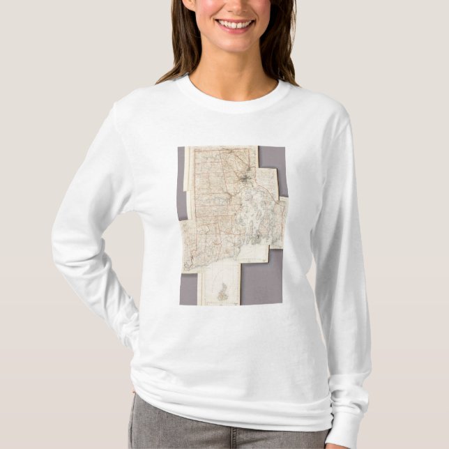 Camiseta Mapa compuesto de Rhode Island (Anverso)