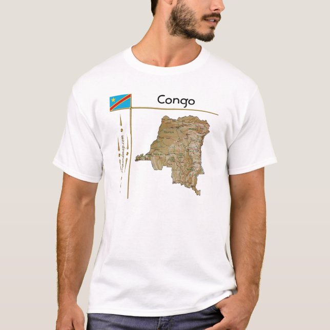 Camiseta Mapa Congo-Kinshasa + Bandera + Título T-Shirt (Anverso)