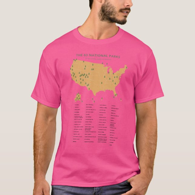 Camiseta Mapa de 63 Parques Nacionales Camping Senderismo E (Anverso)