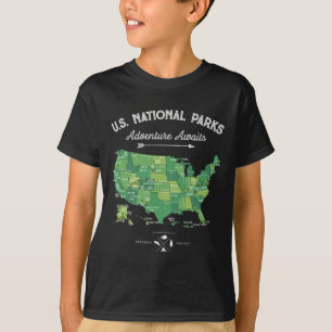 Camiseta Mapa de 63 Parques Nacionales Us Parque Retro Vint