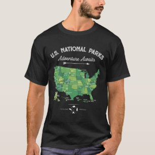 Camiseta Mapa de 63 Parques Nacionales Us Parque Retro Vint