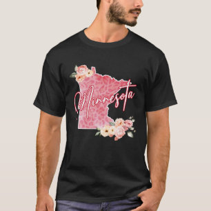 Camiseta Mapa de acuarela floral estatal de Minnesota Chica