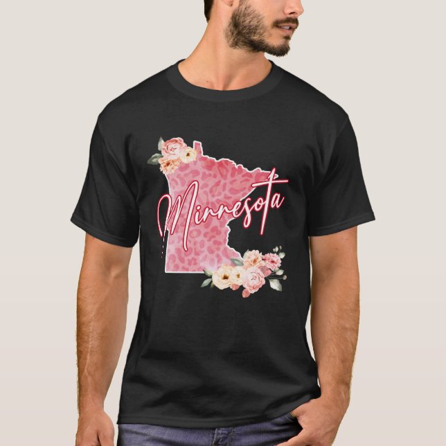 Camiseta Mapa de acuarela floral estatal de Minnesota Chica (Anverso)